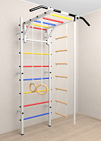 Шведская стенка Sv Sport 521 (Турник рукоход/Канат/Кольца/Лестница) ( Белый) ( Разноцветные перекладины)