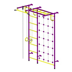 Детский спортивный комплекс ДСК "Пионер-С4С" с сетью (пристеночный) пурпурный-желтый