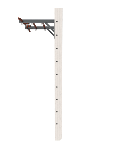 Брашированная шведская стенка "Кастерли" White с турником (Черные ступени)