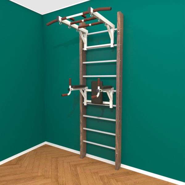 Брашированная шведская стенка "Кастерли" Classic ТБ (Белые ступени)