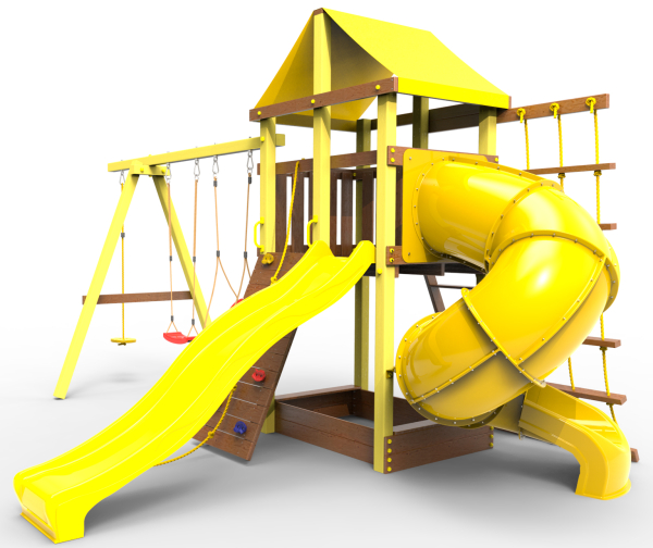 картинка Детская игровая площадка Пикник  "Элит" с винтовой трубой (желтый) от магазина Лазалка