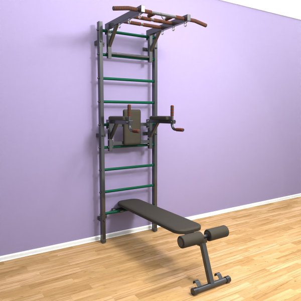 Шведская стенка «LittleSport» Graphite Long 3.0 зеленые ступени